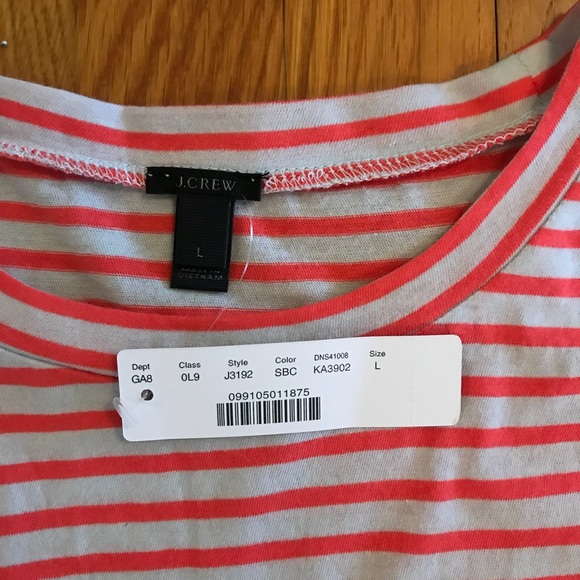 ⭐️ NWT J Crew grey & coral drawstring waist T, size L - Picture 2 of 5